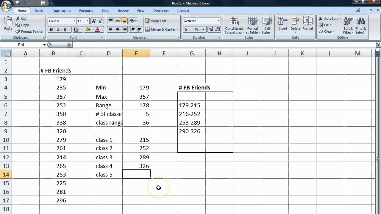 simple excel table